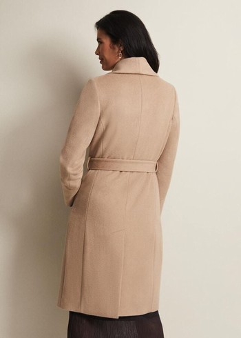 Phase Eight Nicci Camel Wool Belted Coats Brown Australia | PB6204795